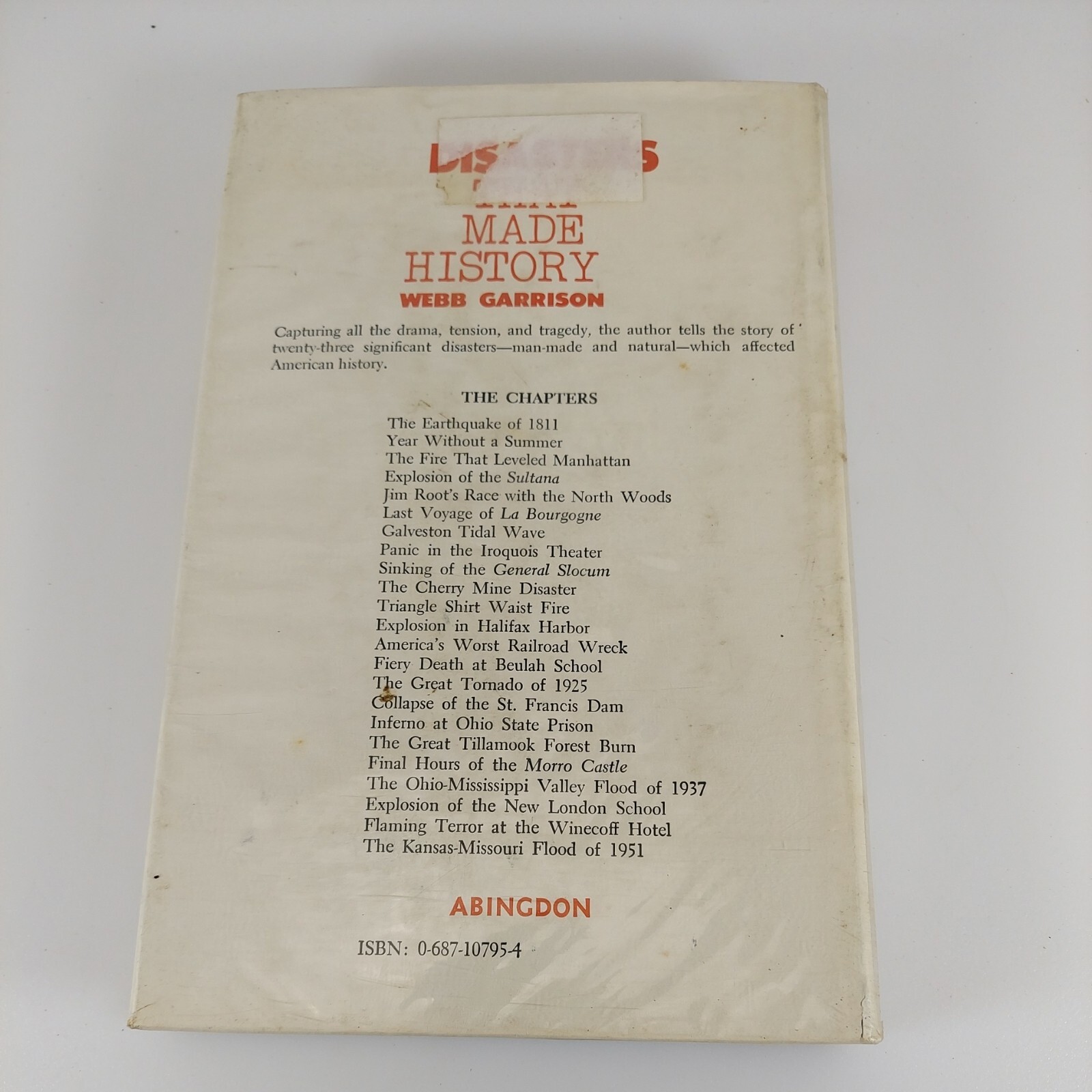 Disasters that Made History, Webb Garrison 1973 Abingdon Press Illustrated HCDJ