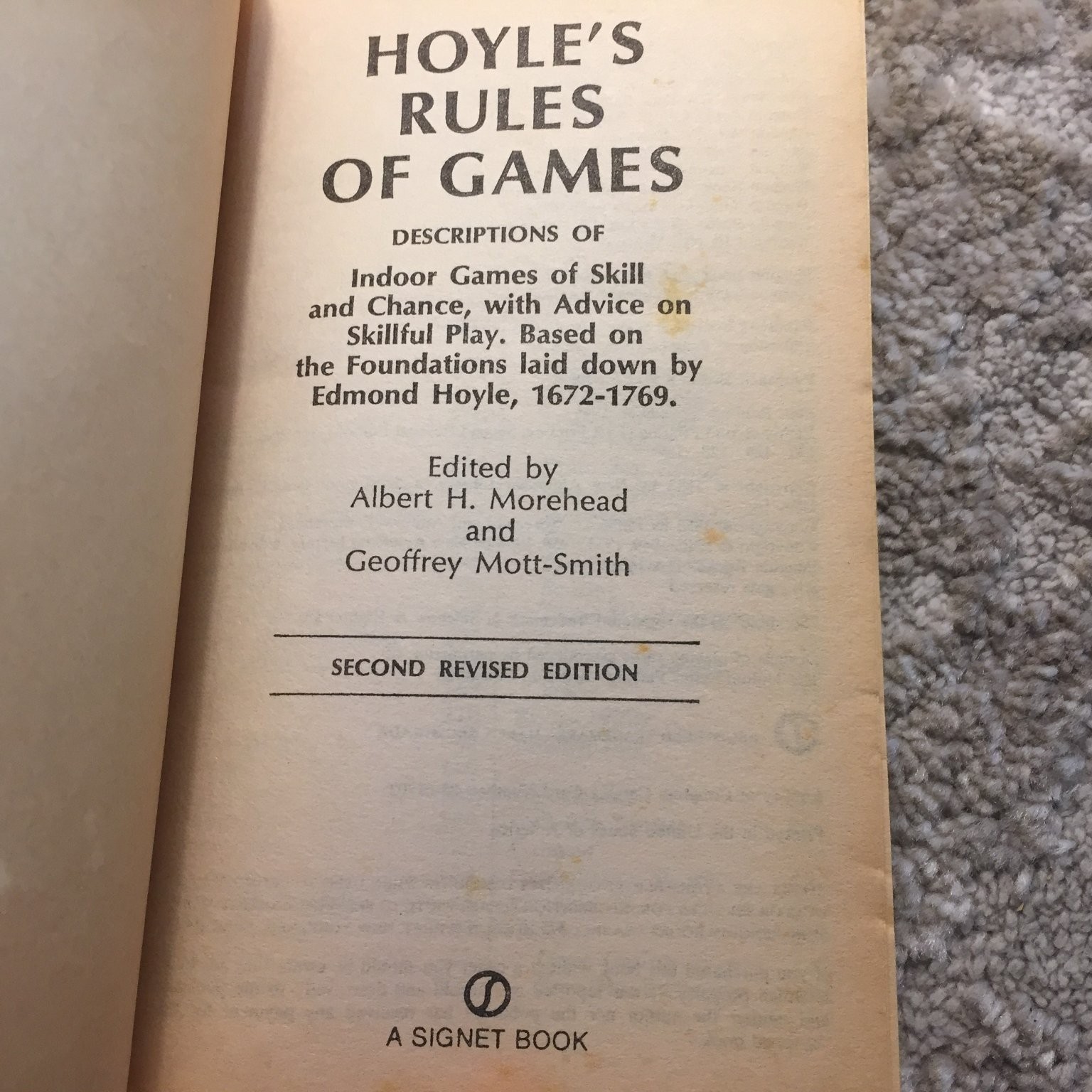 Play According to Hoyle Morehead Mott-Smith 1972 Signet Games Guide Paperback