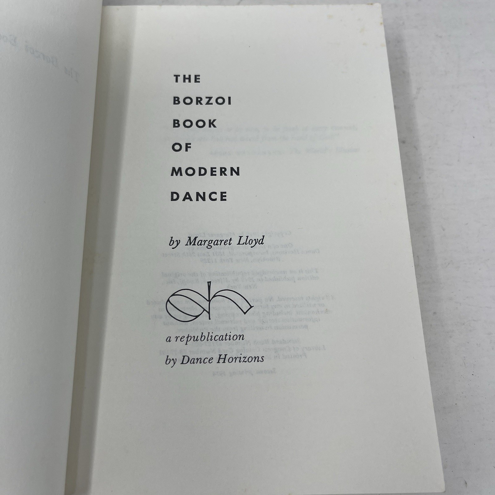 Borzoi Book of Modern Dance Margaret Lloyd 1974 PB 2nd Printing