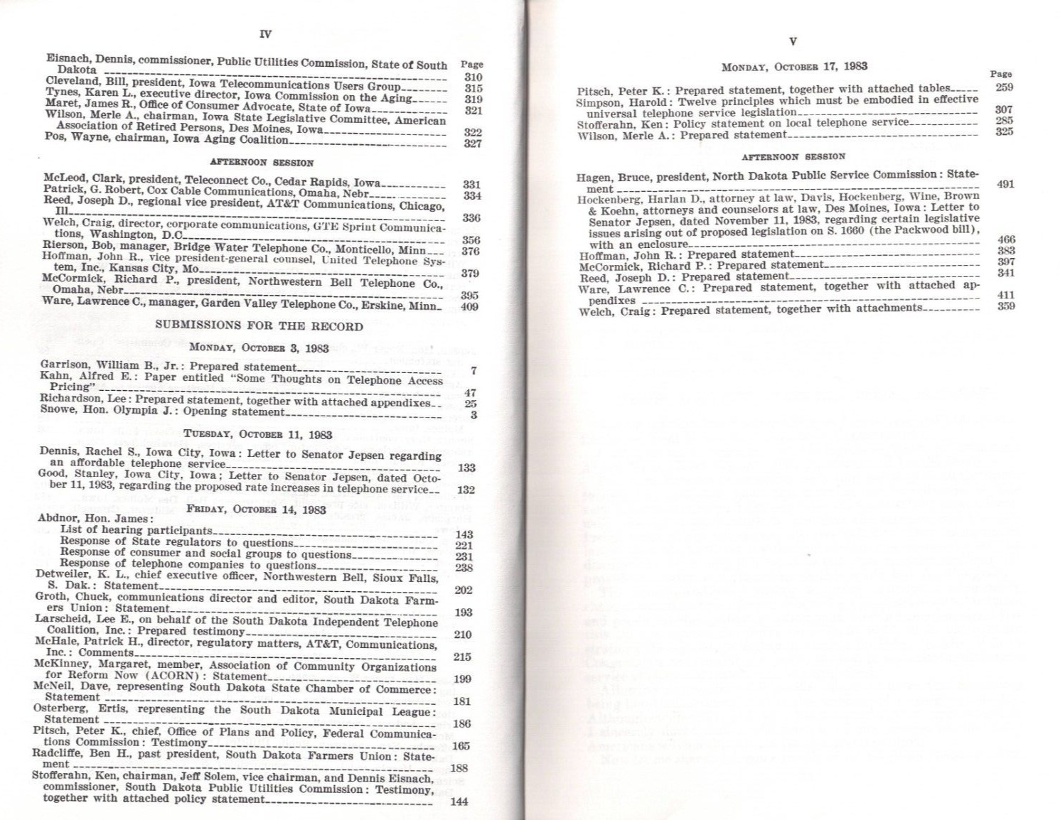 The Economic Issues Of A Changing Telecommunications Industry-Hearings-1983