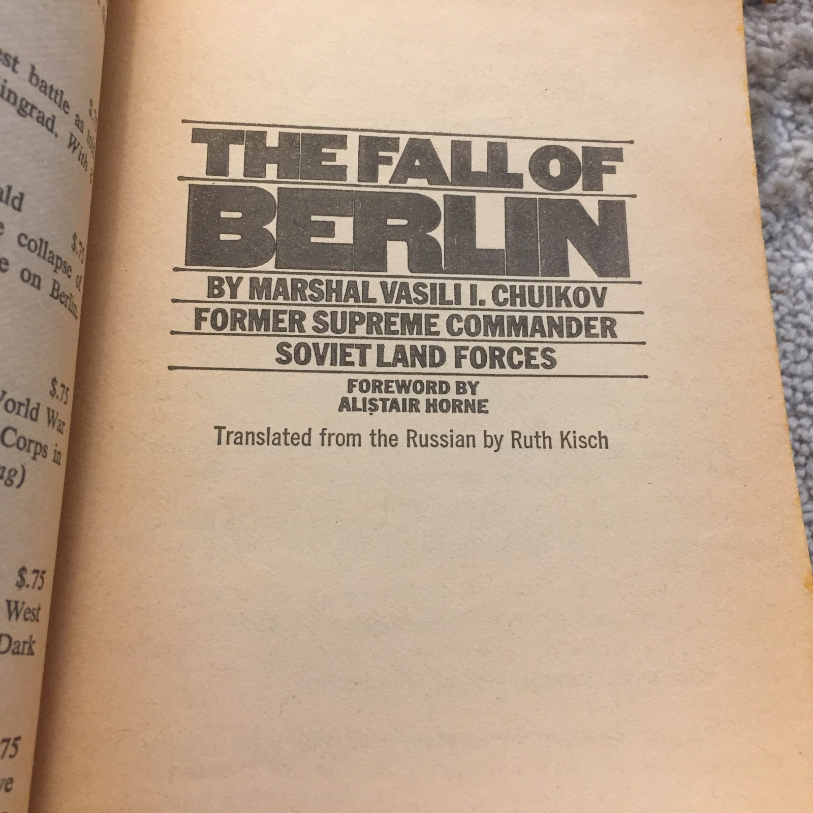The Fall Of Berlin Military History Paperback Book by Marshal Vasili I. Chuikov
