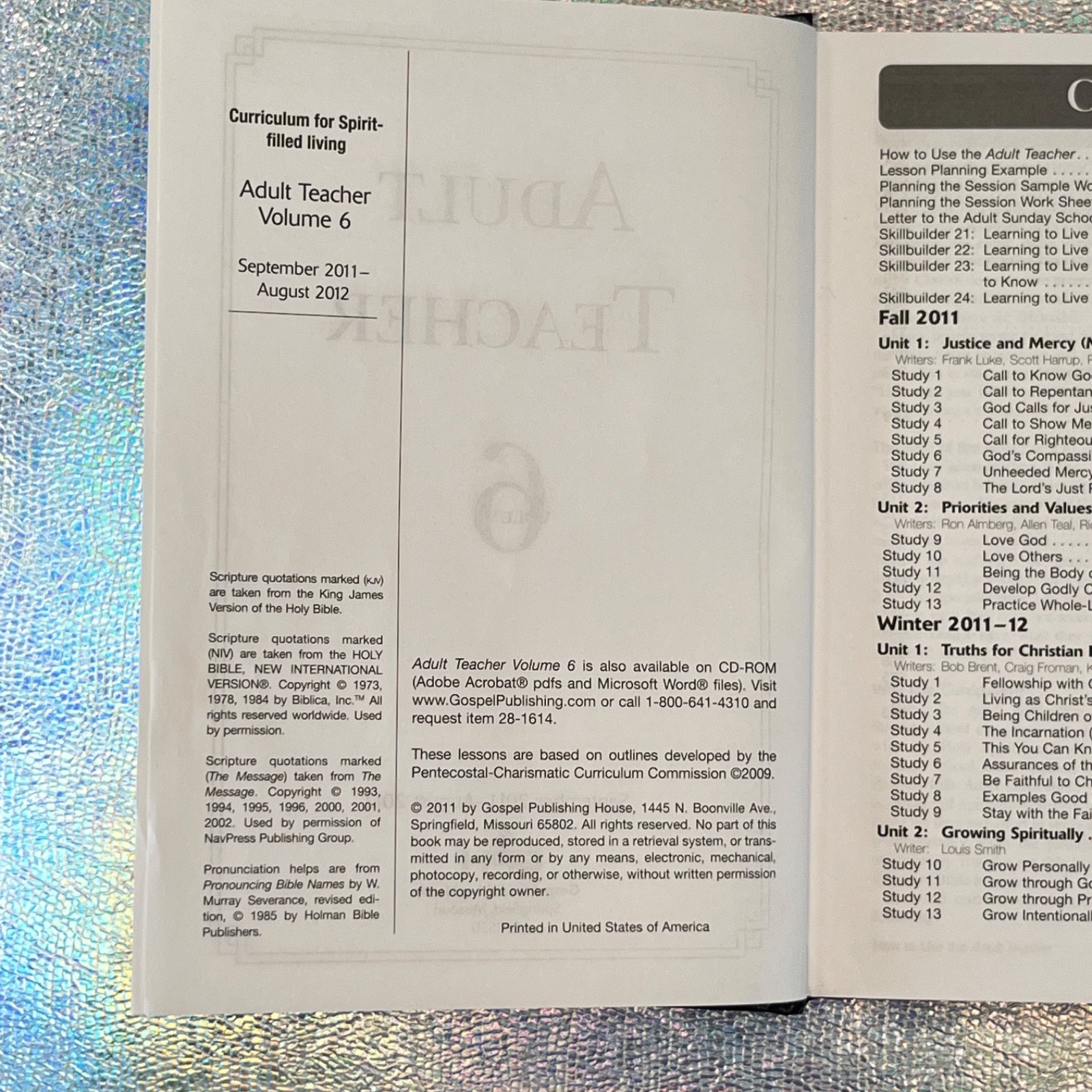 Adult Teacher Volume 6 – Gospel Publishing House – 2011 Pentecostal Curriculum