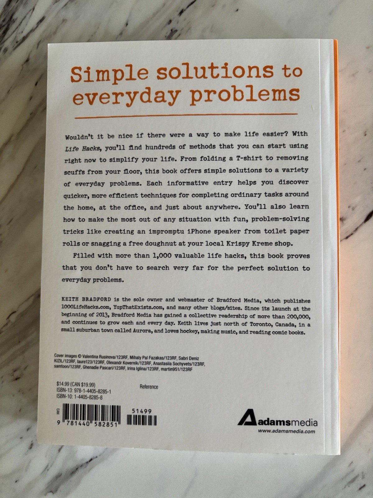 Adams Media Life Hacks by Keith Bradford Hardcover 2014 Reference Book