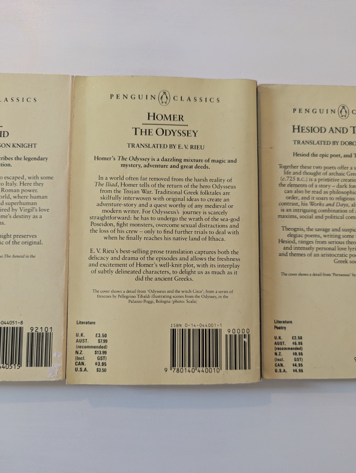 Lot of 3 Vintage Penguin Classics Books Homer Virgil Hesiod Greek Roman