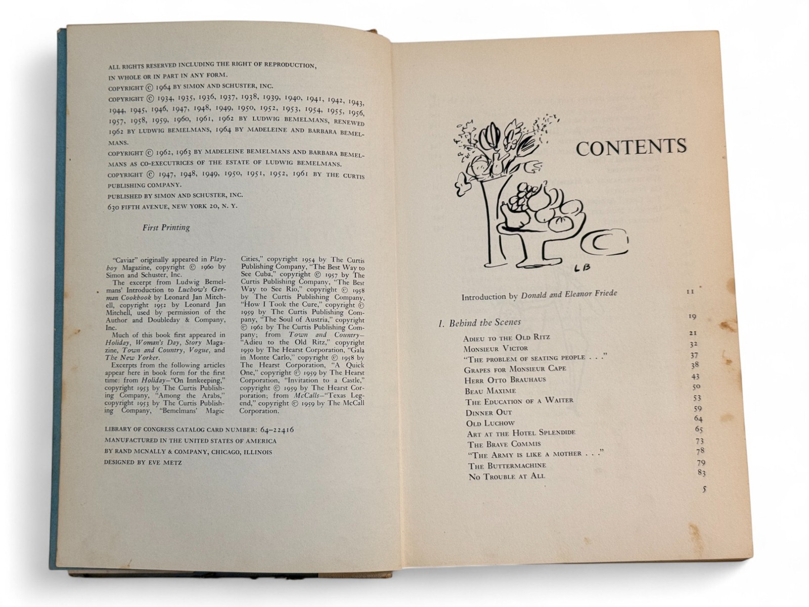 La Bonne Table by Ludwig Bemelmans Illustrated Dining Memoir HD DJ 1st EXLIB