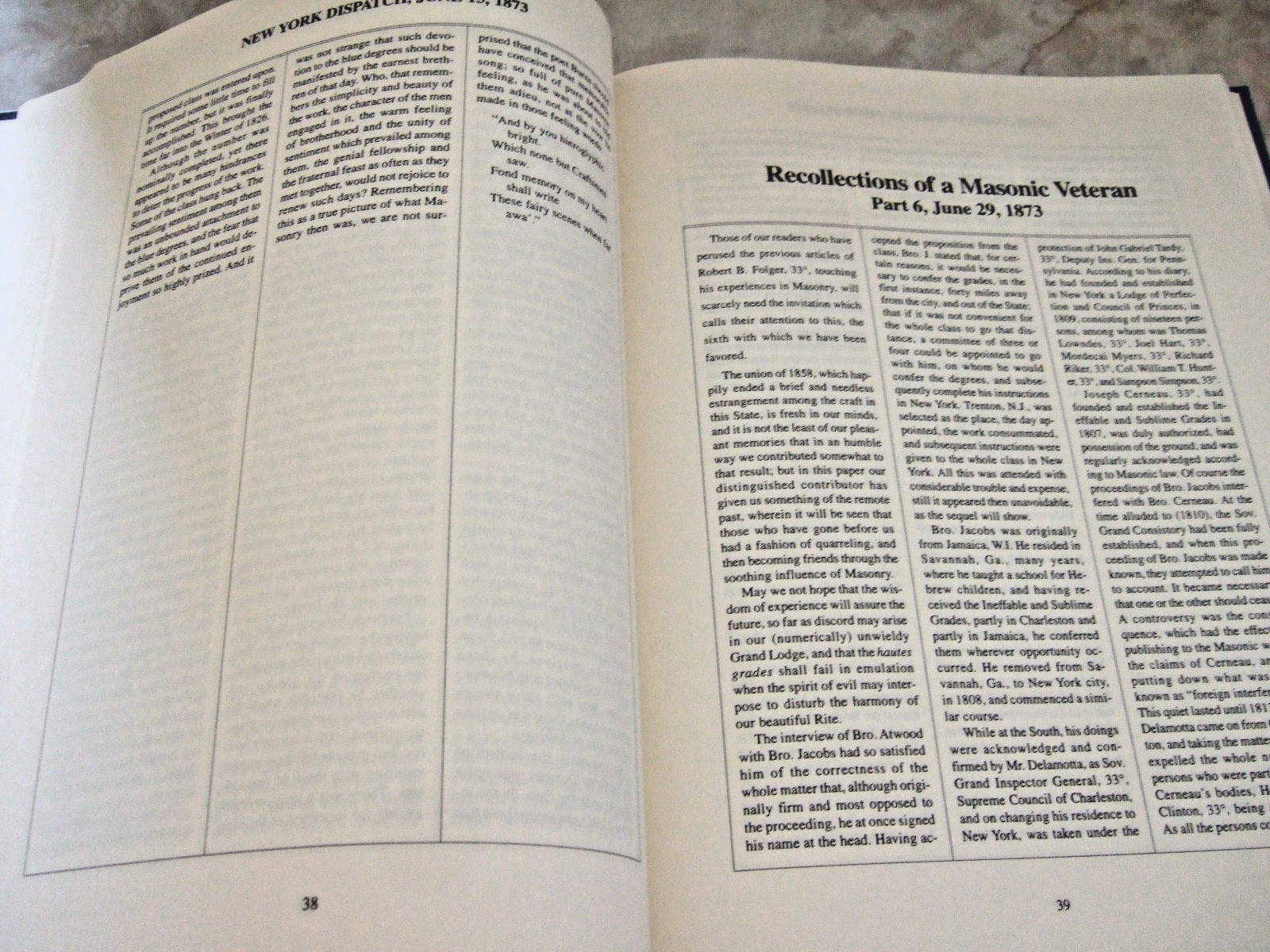 Brent Morris Ed. Robert Folger’s Recollections of a Masonic Veteran Ltd Ed #406