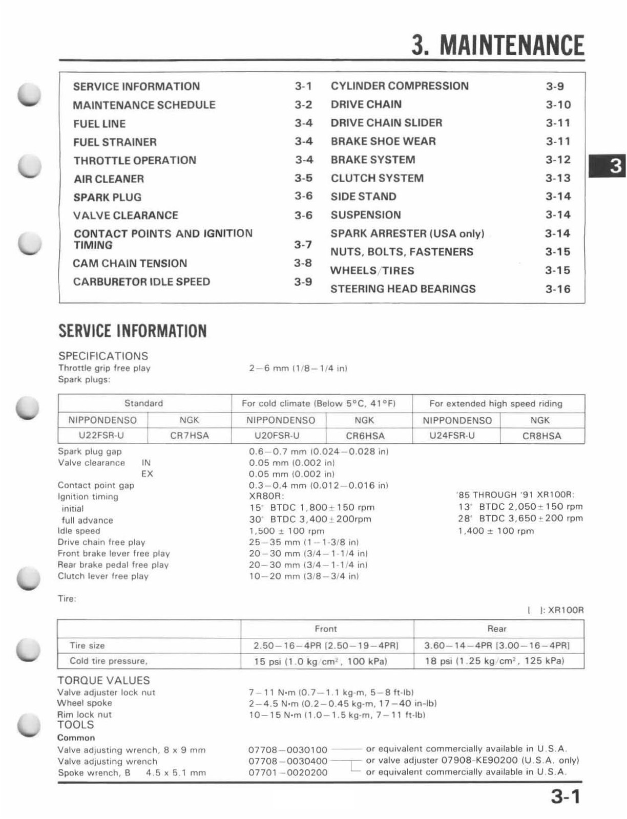 HONDA XR80R XR100R Motorcycle Service Manual 1985-1997 – WIRE BIND – COVERED