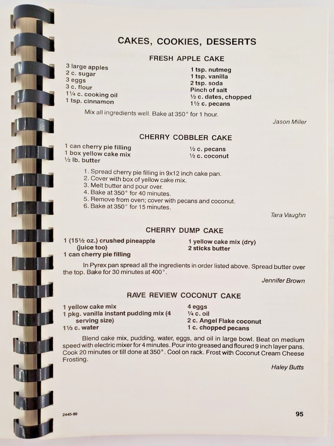 Puckett Panthers 1989-1990 Cookbook Elementary School Recipes Amarillo Tx