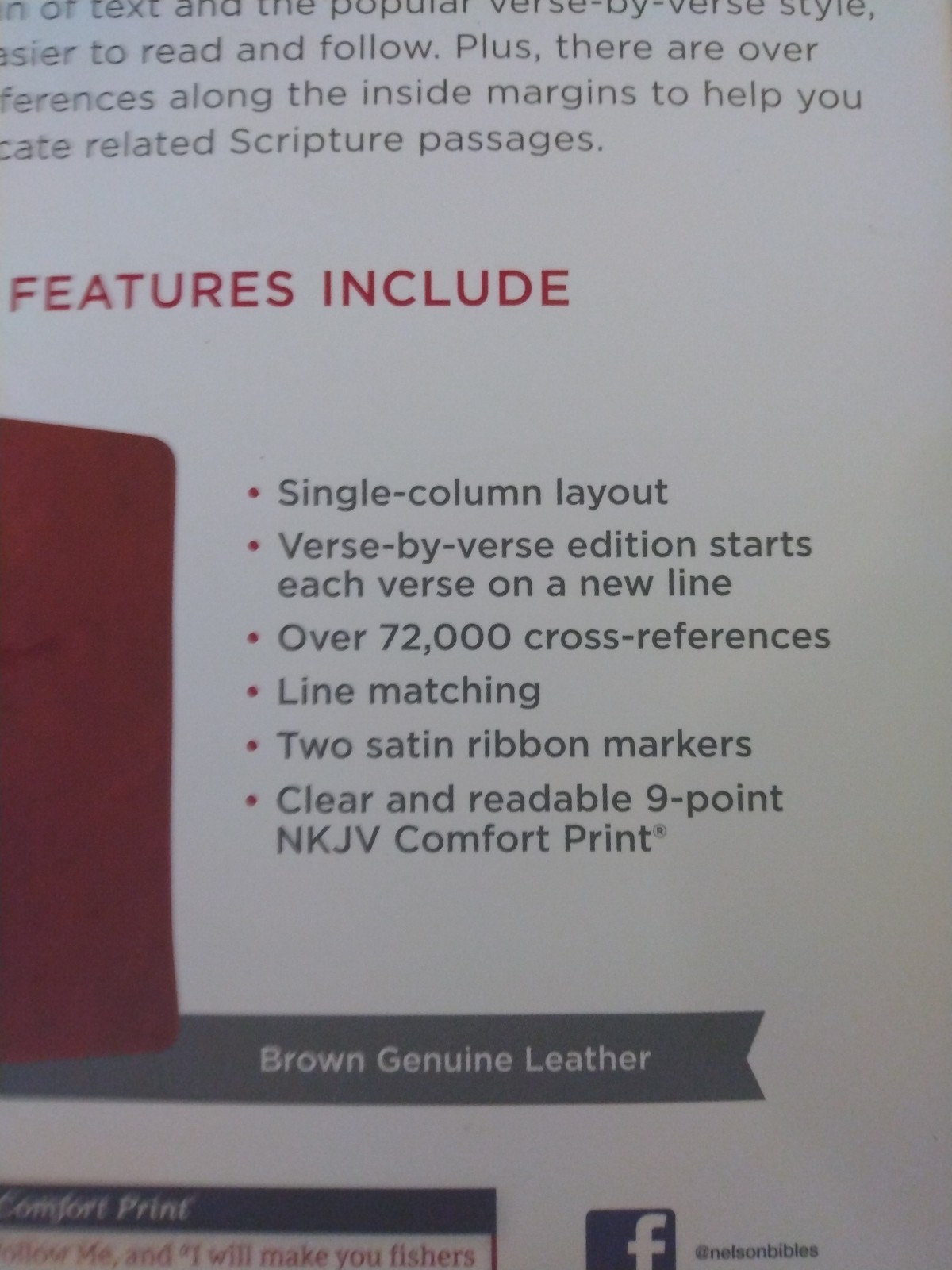 NKJV, Single-Column Reference Bible ~Retail 129.99~ Brown Genuine Leather