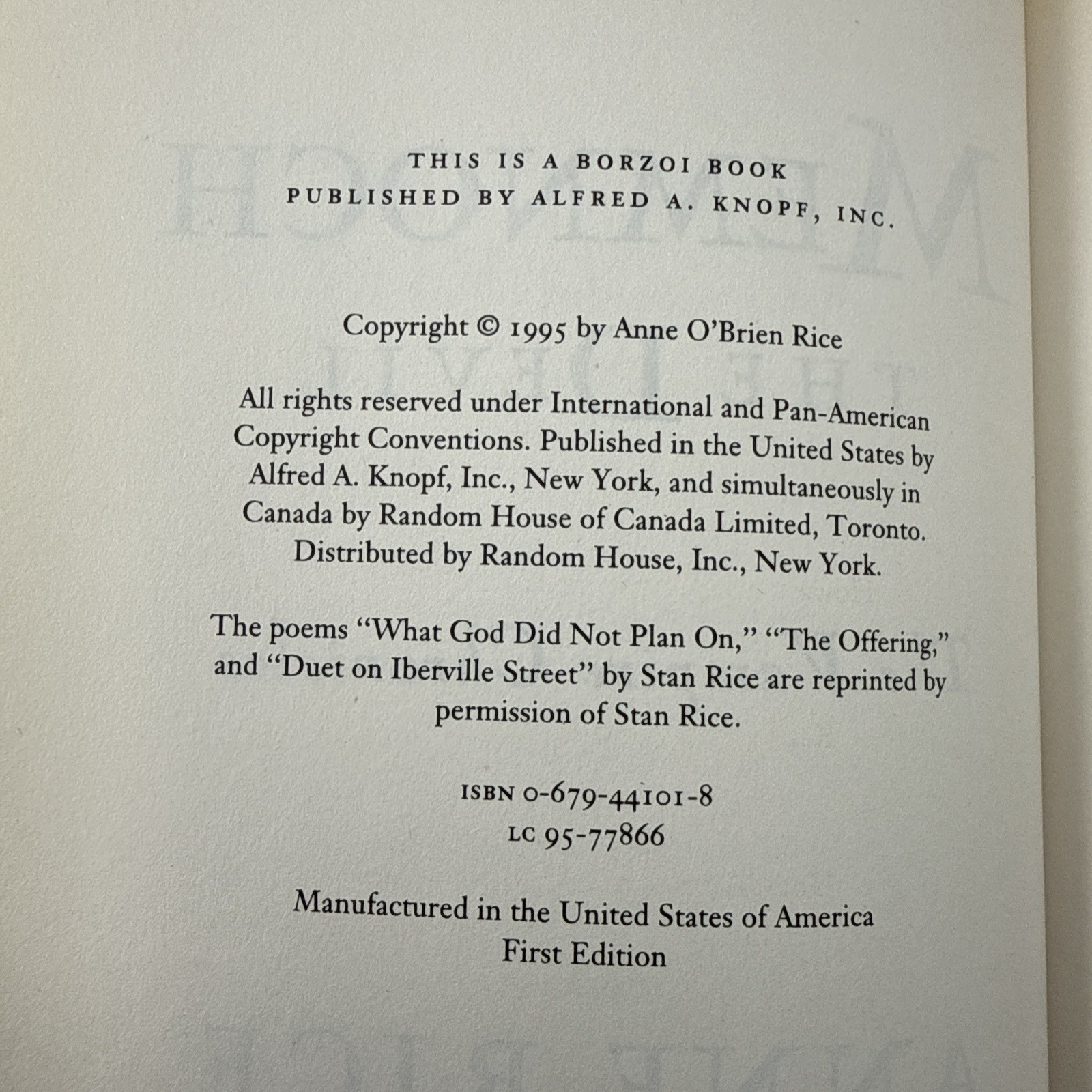 Anne Rice Originals First Edition First Printing of 5 Hard Back, 1 Soft Back Lot