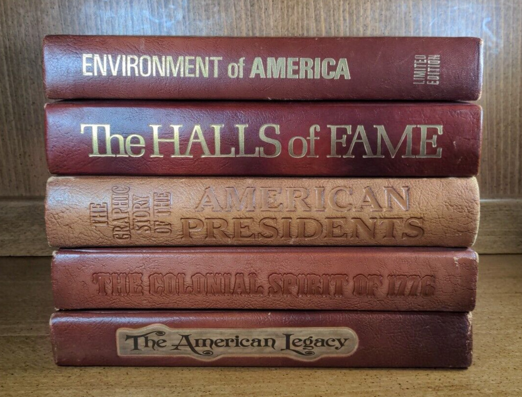 Lot of 5 Vtg American History Culture Books Leather J.G. Ferguson Publishing Co.
