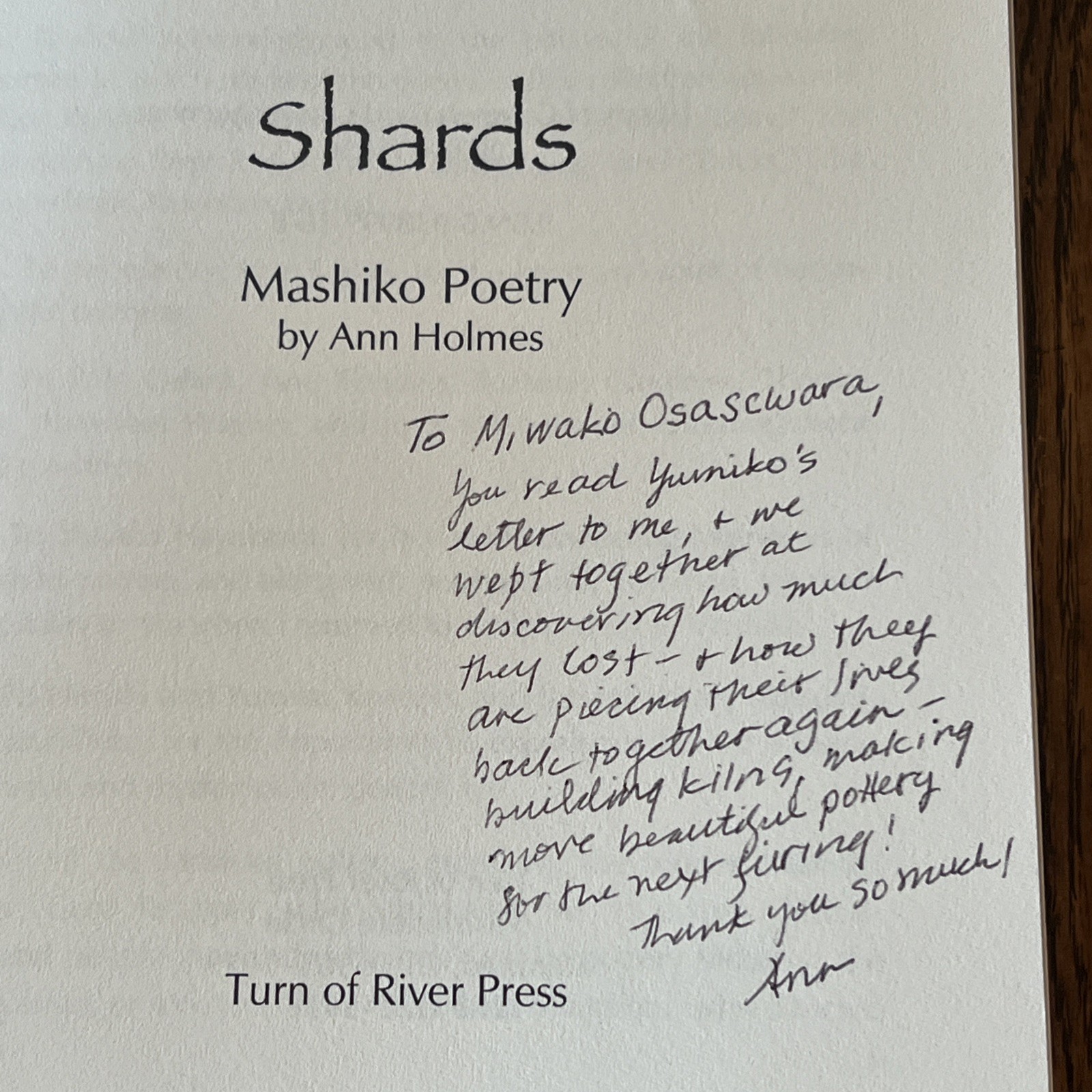 Shards Mashiko Poetry by Ann Holmes