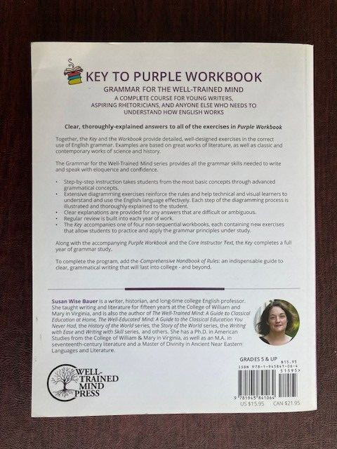 Grammar For The Well-Trained Mind Purple Workbook Key