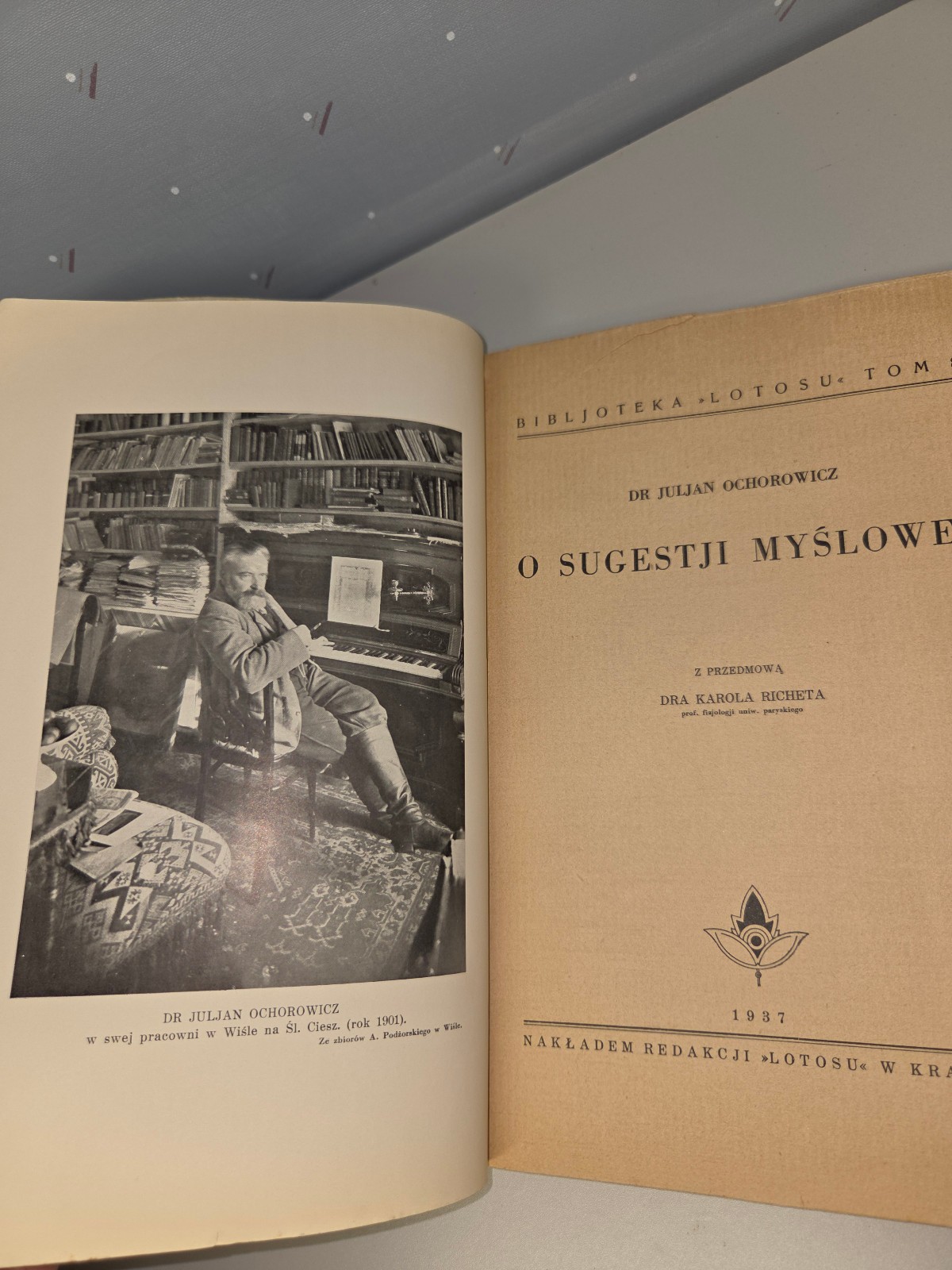 O Sugestji Myślowej Julian Ochorowicz 1937 Polish Psychology Philosophy