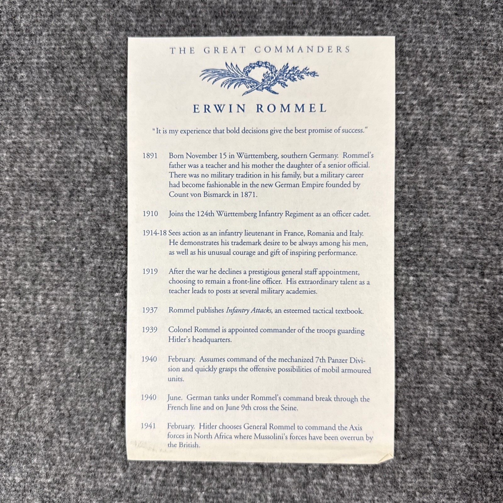 The Rommel Papers The Great Commanders Series 1995 First Printing