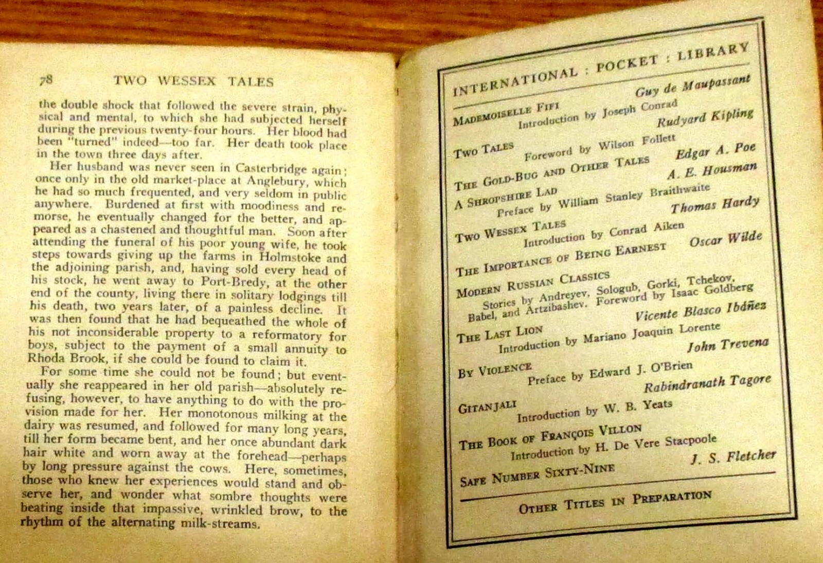 Two Wessex Tales by Thomas Hardy 1919 Paperback 78 Pages NICE!!!