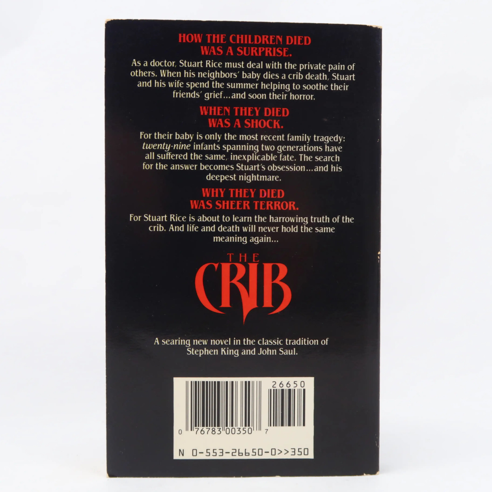 The Crib by Paul Kent (Bantam, 1987) First MMPB Vintage Horror