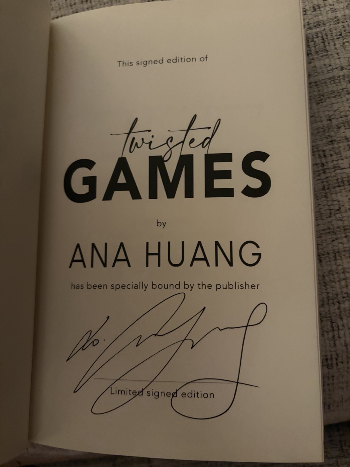 Ana Huang Twisted Games Twisted Series Signed Limited Edition HC Bloom Books