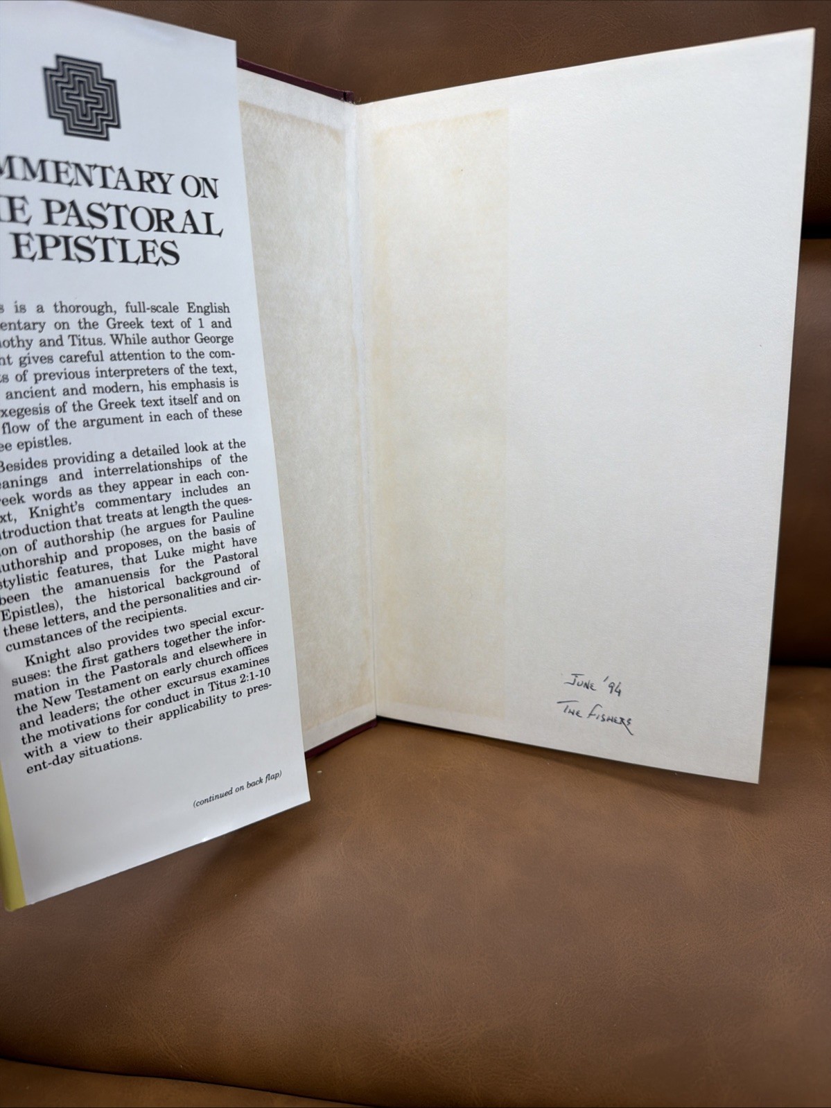 NEW INTERNATIONAL GREEK TESTAMENT COMMENTARY: THE PASTORAL By George W. Knight