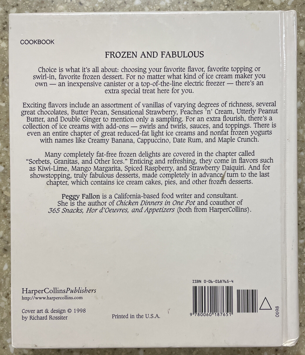 THEBEST ICE CREAM MAKER COOKBOOK EVER 212 Pages By Peggy Fallon 1998 Hard Cover