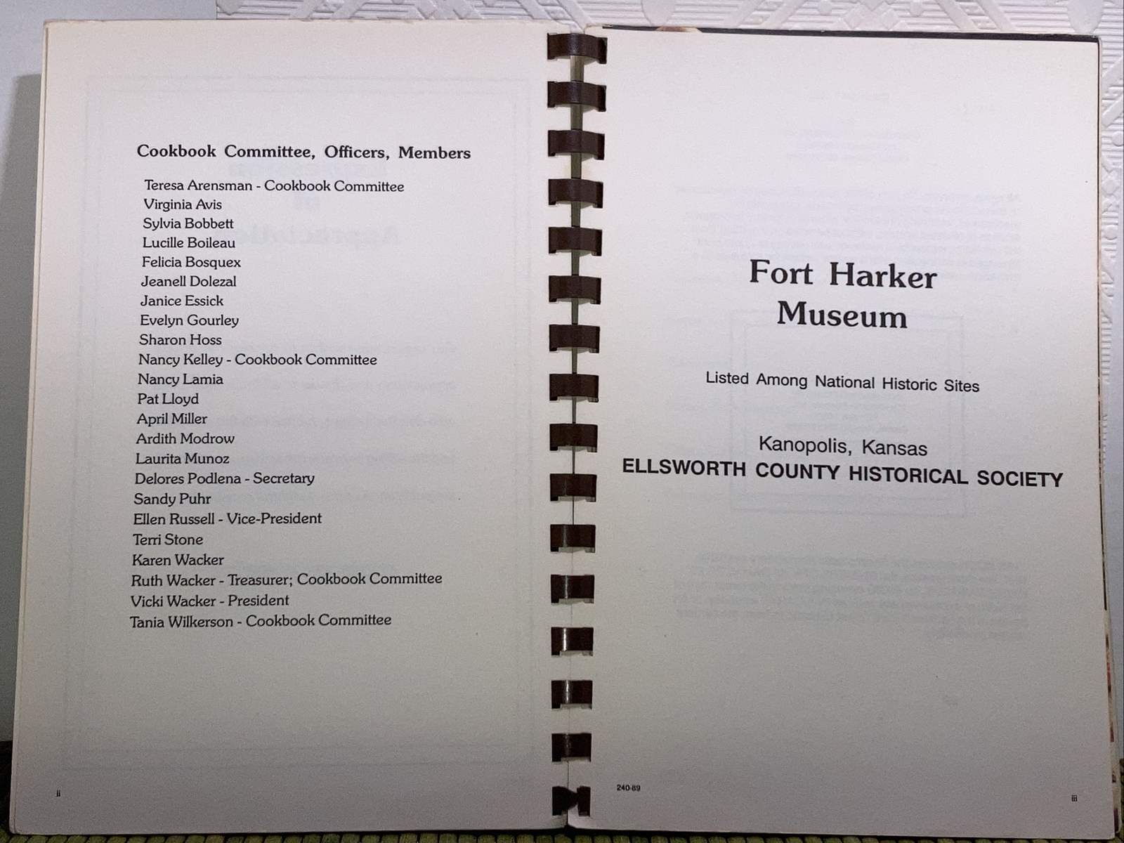 Home Cookin’ Treasured Recipes Kanopolis Sunflower Civic Club Kansas Fort Harker