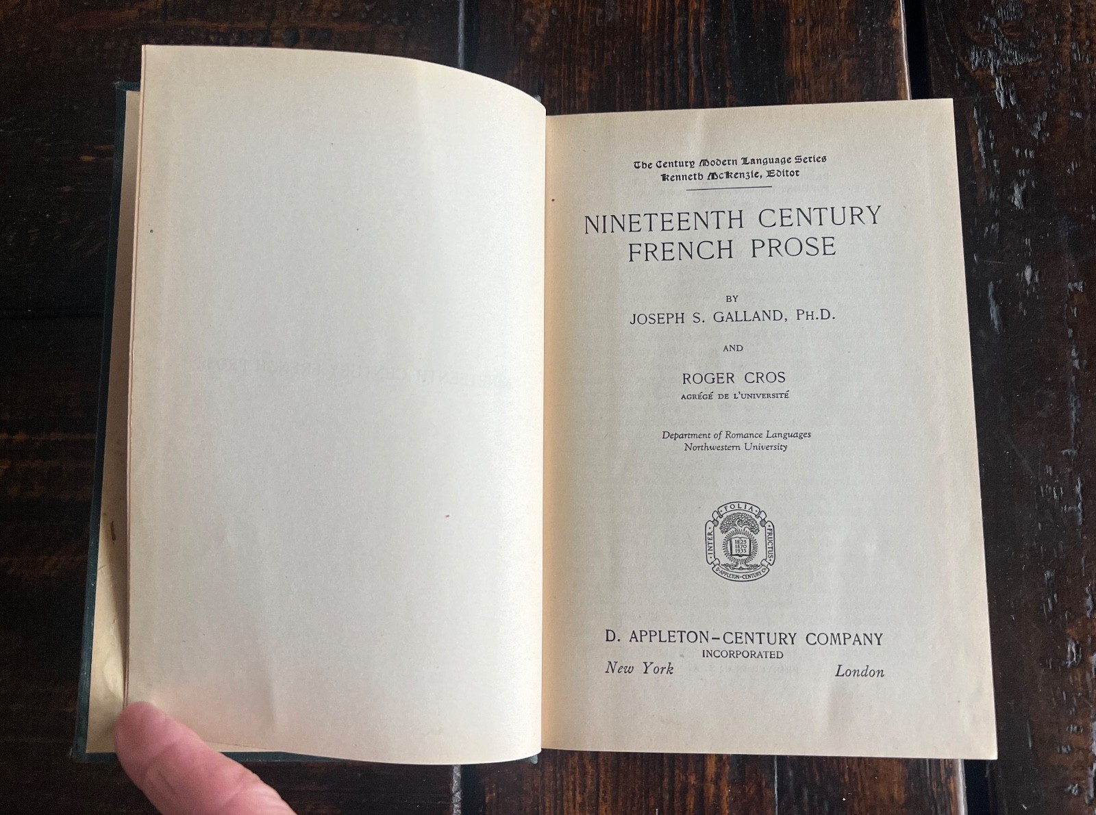 Nineteenth Century French Prose By Joseph S. Galland & Ropger Cros 1931