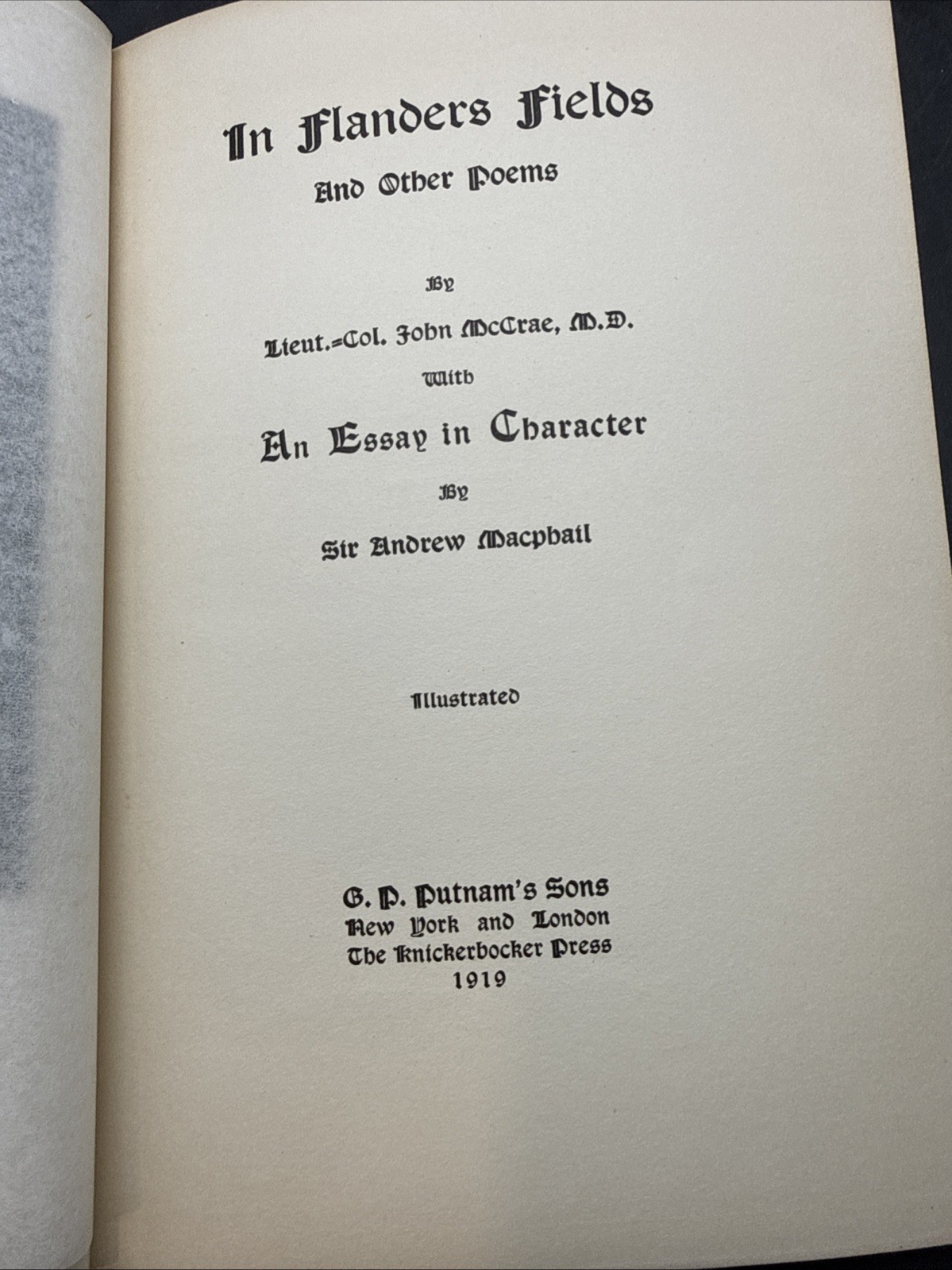 WWI In Flanders Fields And Other Poems John McCrae HC 1st American Edition 1919