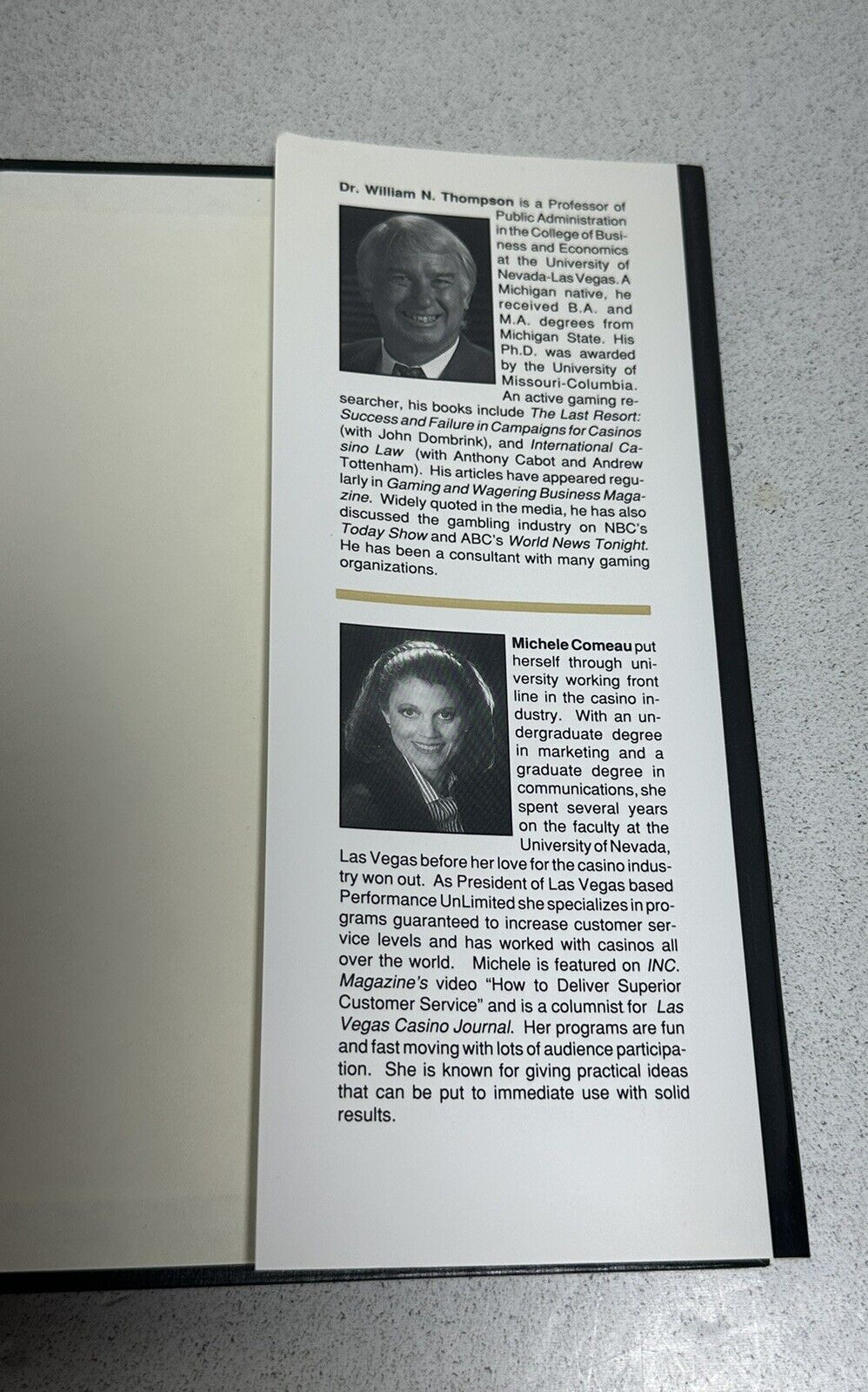 Casino Customer Service The Win Win Game William Thompson SIGNED 1992 HC