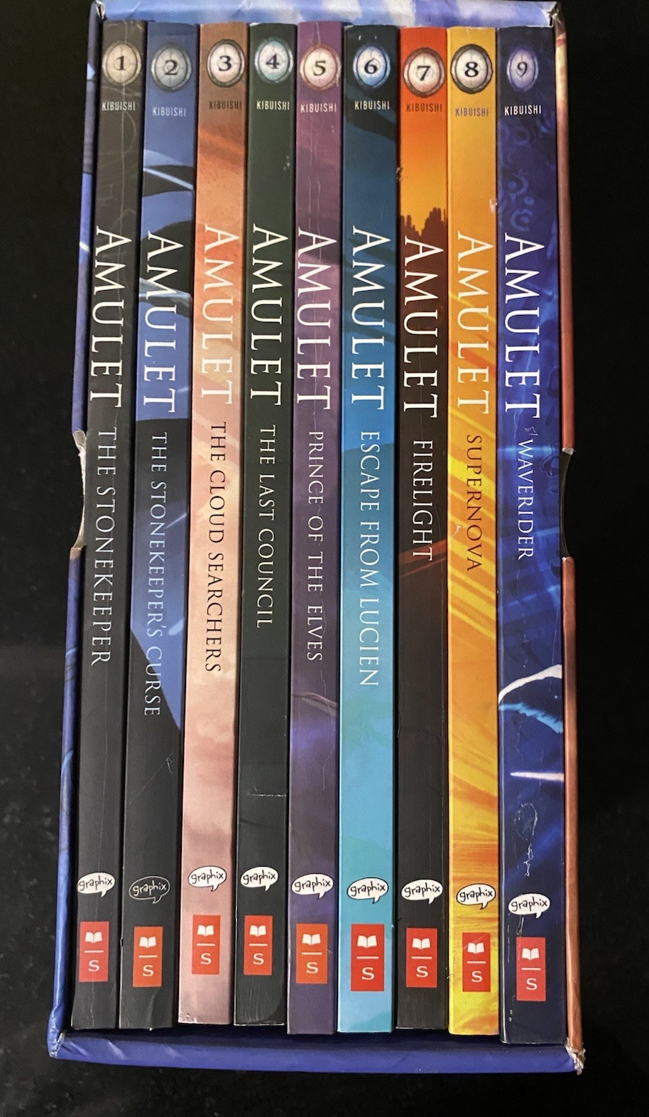 Amulet Books Volumes 1-9 Box Set by Kazu Kibuishi Complete Series Scholastic