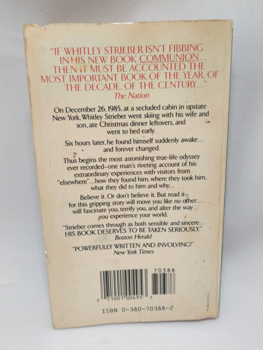 Communion : A True Story by Whitley Strieber (1987, Paperback) UFO Abduction