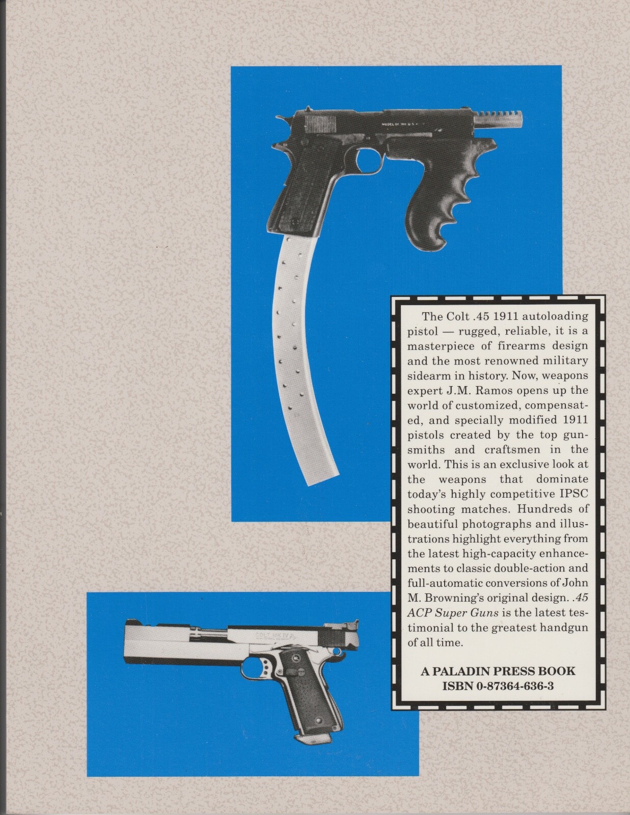 PALADIN PRESS – Rare, Clandestine Book, ” .45 ACP SUPER GUNS” by J.M. Ramos