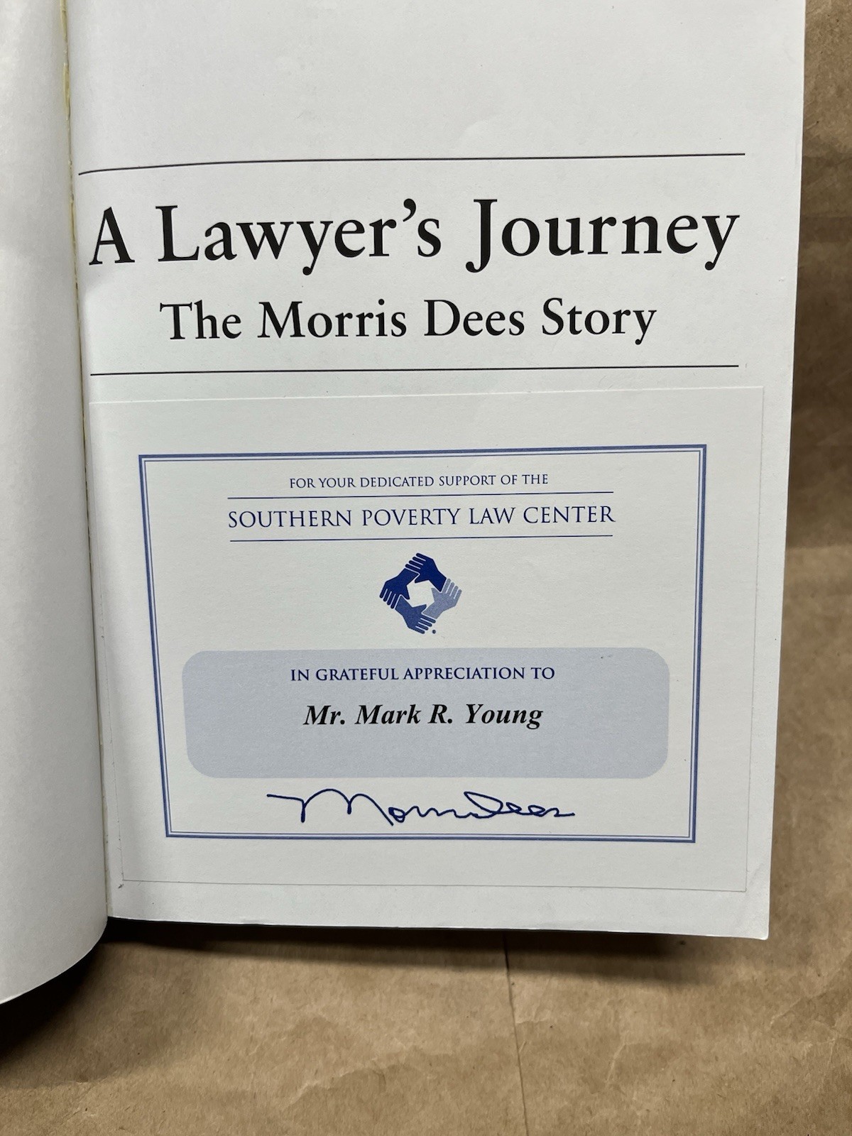 A Lawyer’s Journey-The Morris Dees Story By Morris Dees SIGNED 2001 Paperback