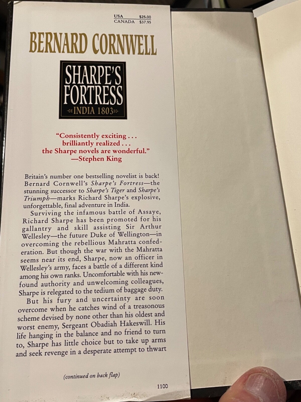 Sharpe’s Fortress: India 1803 by Bernard Cornwell – First Edition NearFine