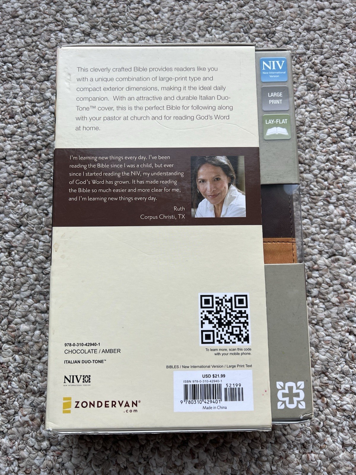 ⭐️Zondervan NIV Large Print Bible-Holy Bible-Leathersoft-Italian Duotone-READ⭐️
