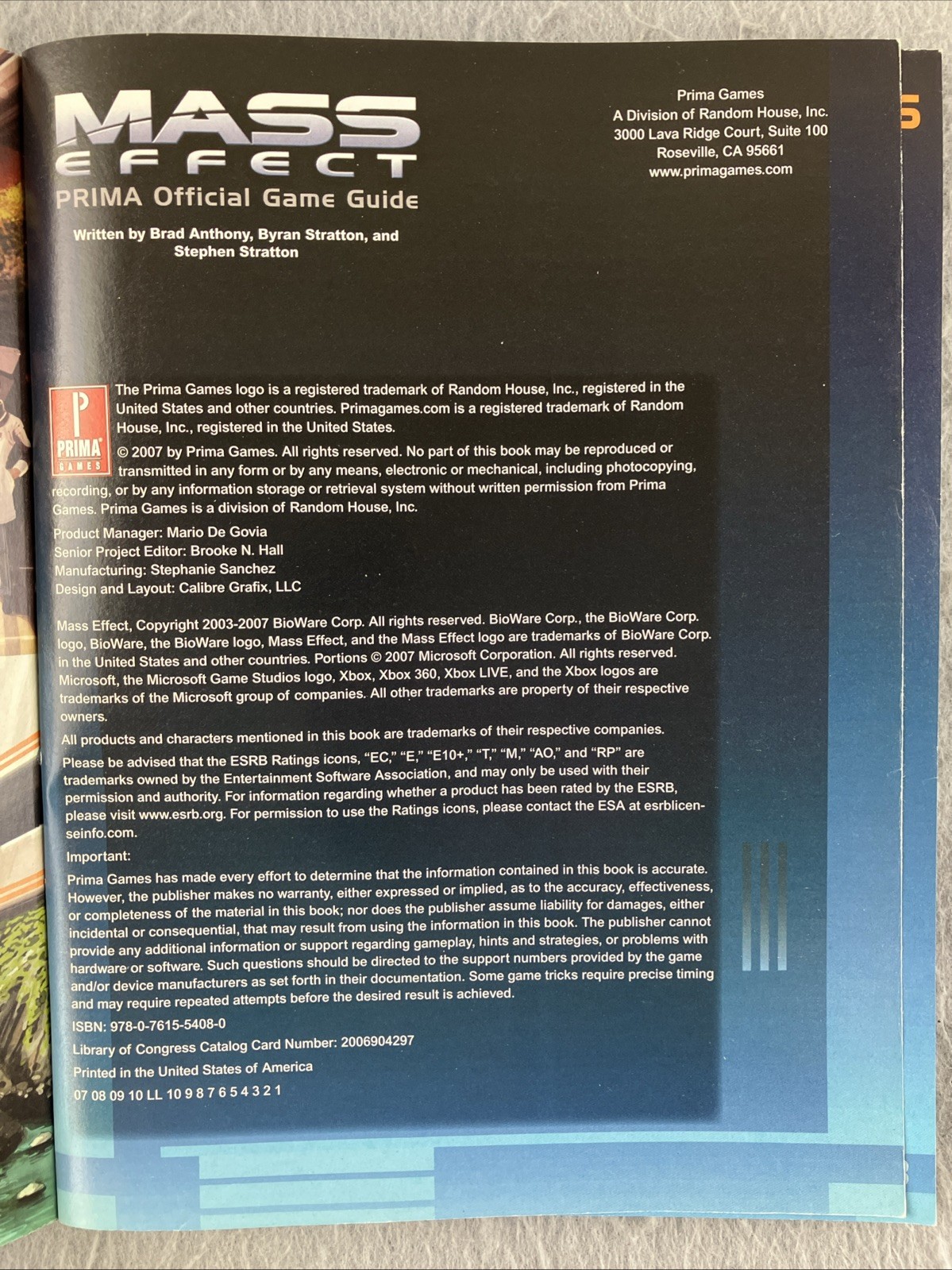 Mass Effect Prima Strategy Guide With Poster Good Condition