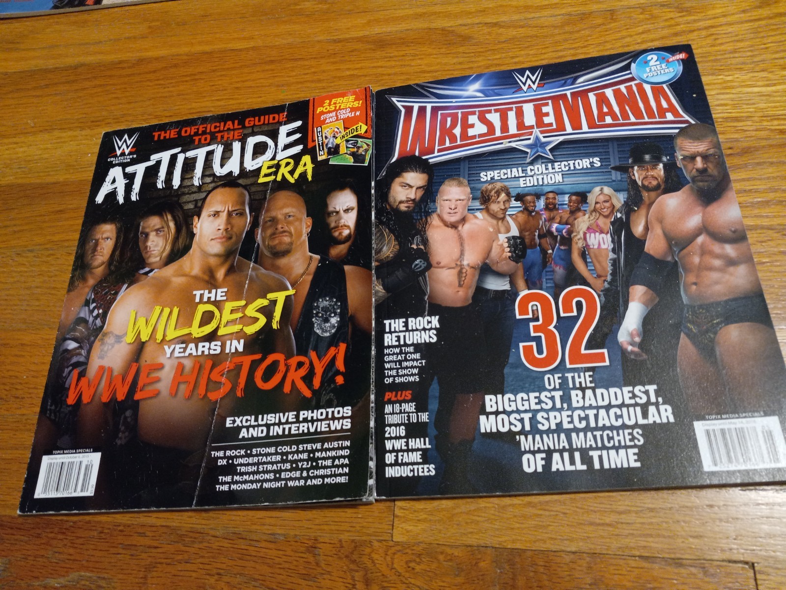 WWE The Official Guide to the Attitude Era/ WWE Wrestlemania 32 Magazine Lot