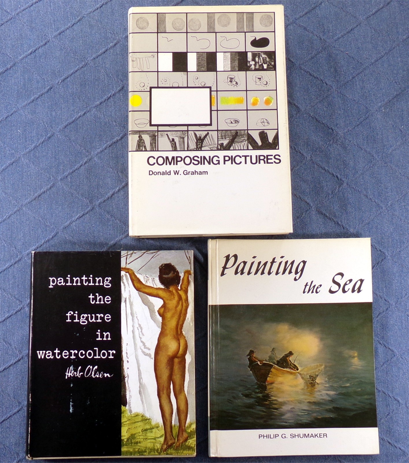 Vintage Art Book Lot: Composing Pictures, Figure In Watercolor, Painting The Sea