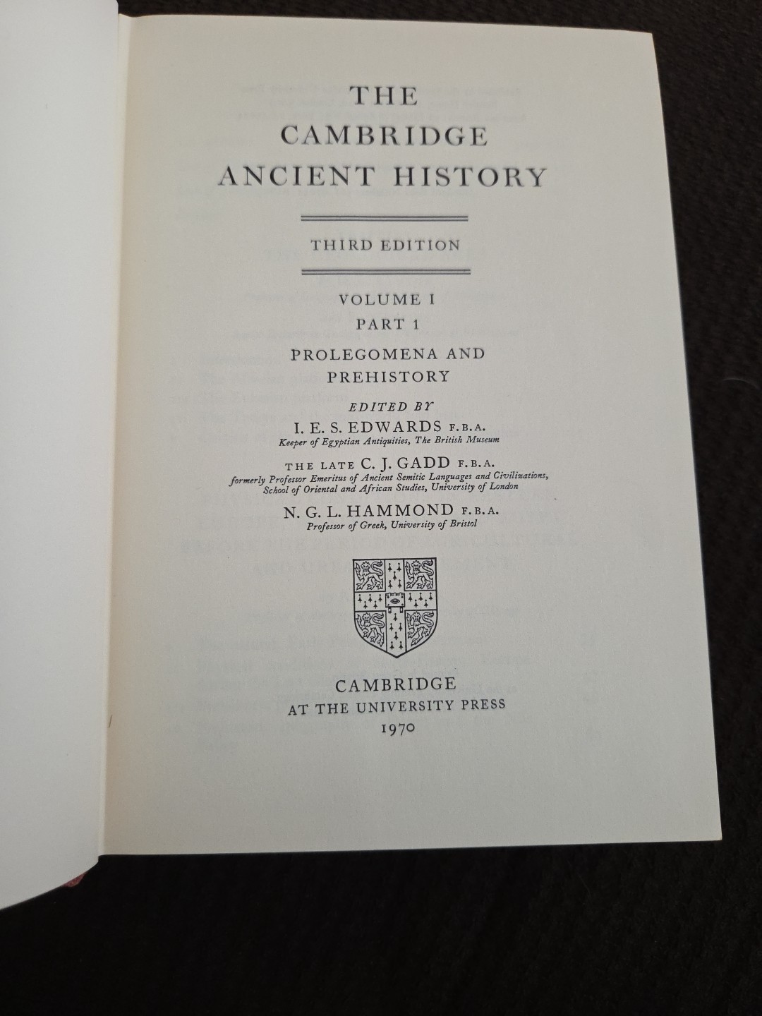 The Cambridge Ancient History Volumes 1 & 2 Parts 1 & 2 Vintage 1970 HCDJ W/Maps