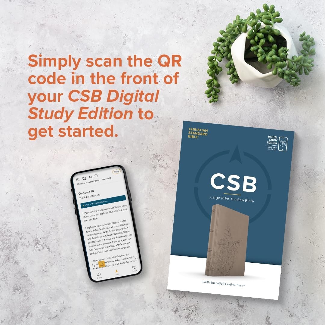 CSB Large Print Thinline Bible – Digital Study Edition in SuedeSoft LeatherTouch