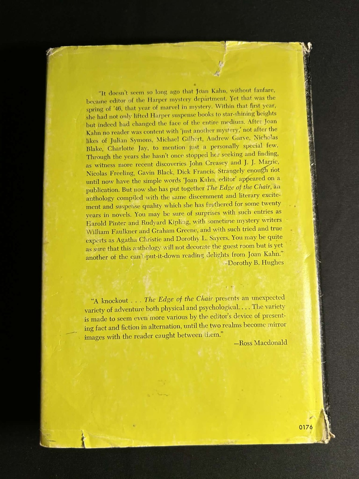 The Edge Of the Chair Joan Kahn editor Harper & Row 1st Ed HC w/DJ 1967 Suspense