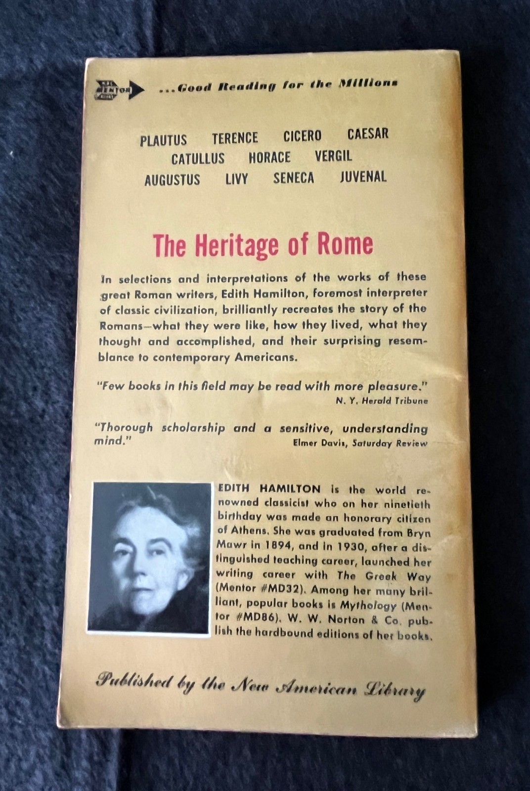 THE ROMAN WAY TO WESTERN CIVILIZATION Edith Hamilton 1957 1st Printng Paperback