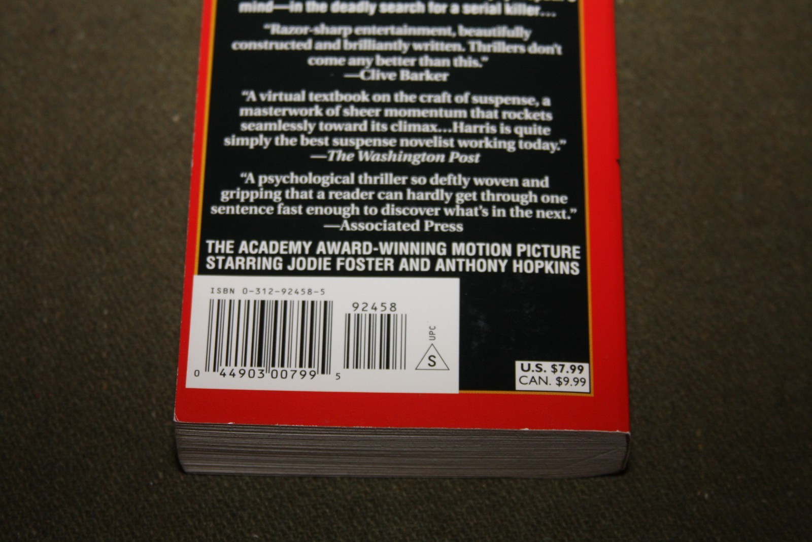 The Silence of the Lambs by Thomas Harris 1989 PB 54th Print w/ Embossed Cover