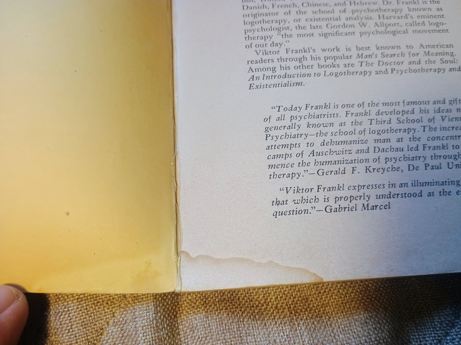 The Will to Meaning Viktor Frankl 1970 Plume Psychology Paperback