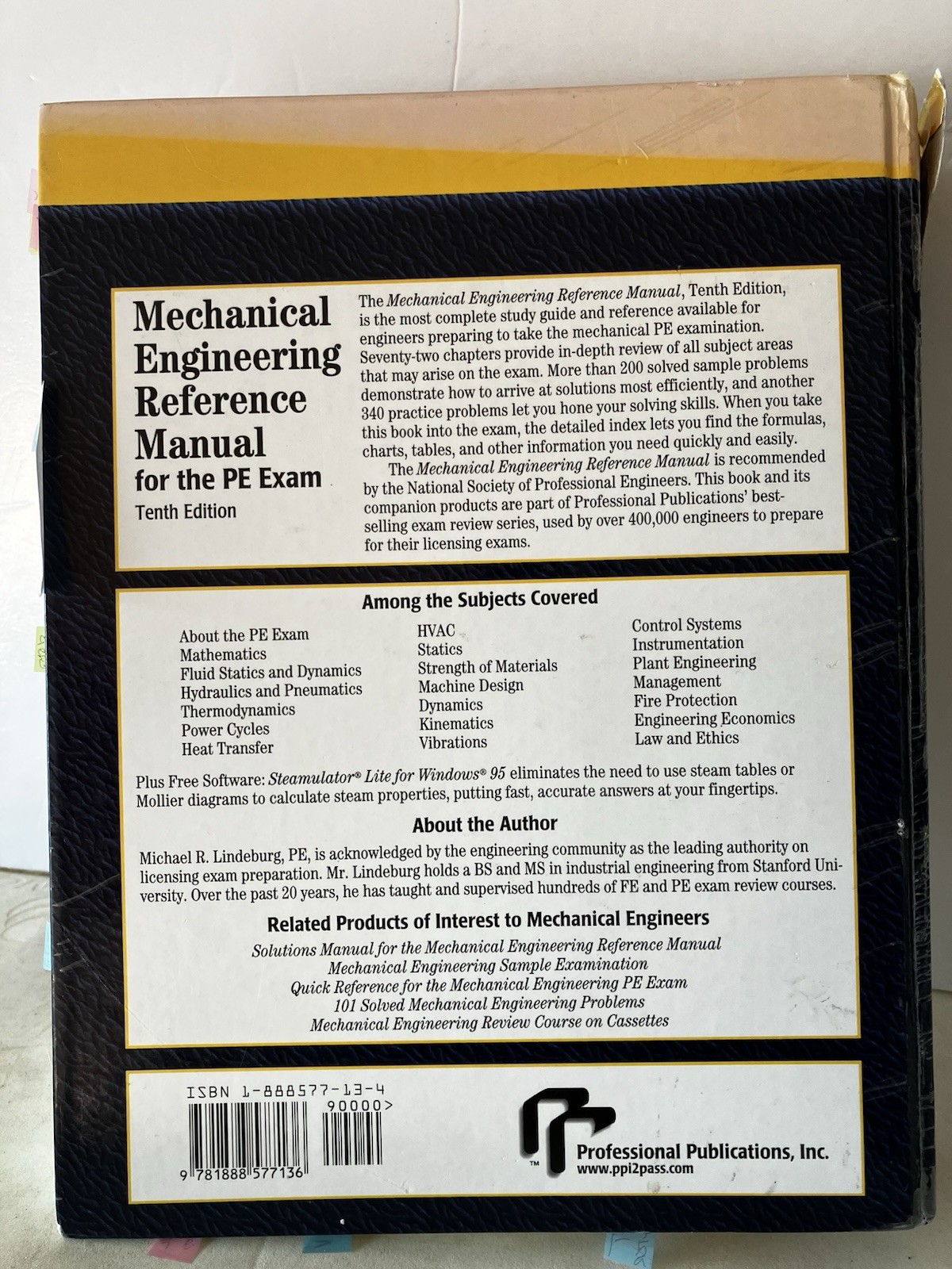 Mechanical Engineering Reference Manual: For the PE Exam by M. Lindeburg 10th Ed