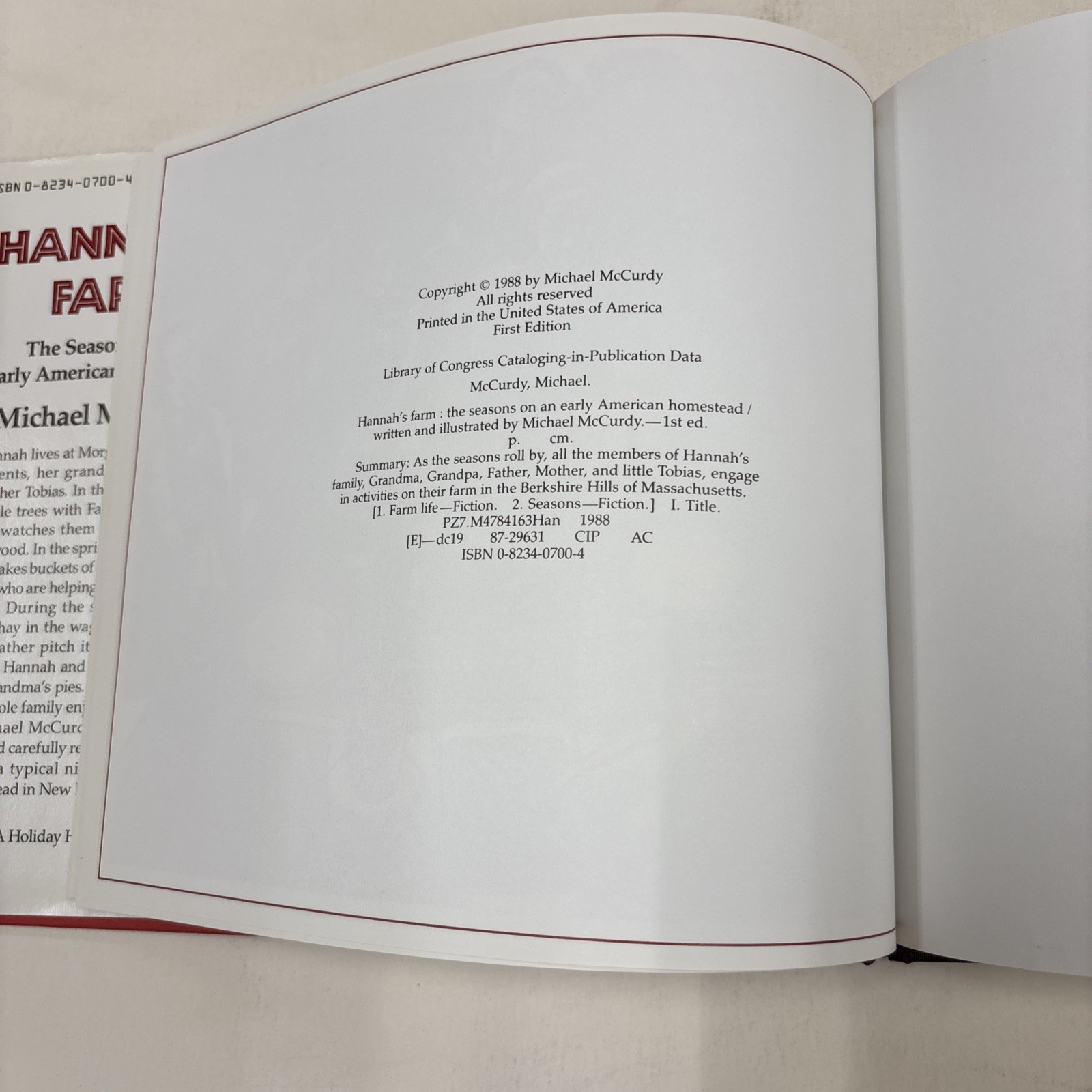 Hannah’s Farm by Michael McCurdy SIGNED First Edition (1988 Hardcover)