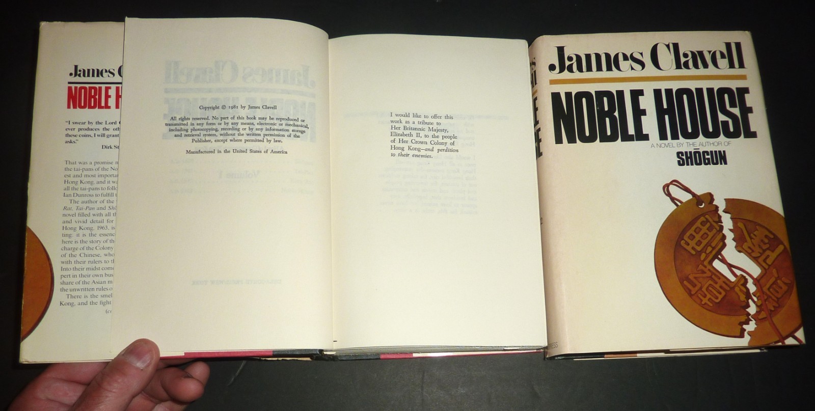 Noble House by James Clavell – 1st Edition 1981 Hardcover Vol. 1 & 2 Book Club