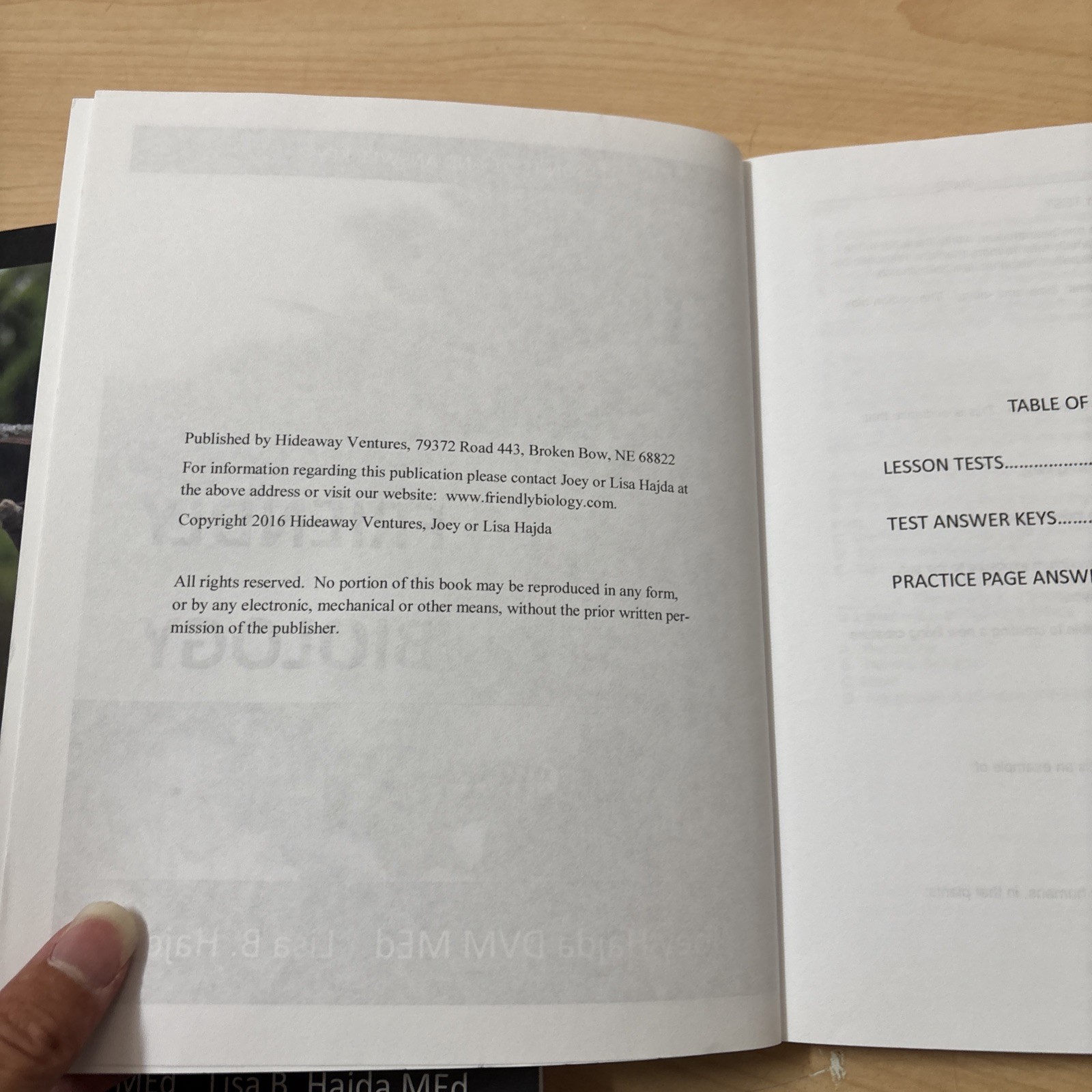 Friendly Biology Secular Ver Joey Lisa Hajda Textbook + Lesson Tests Answer Keys
