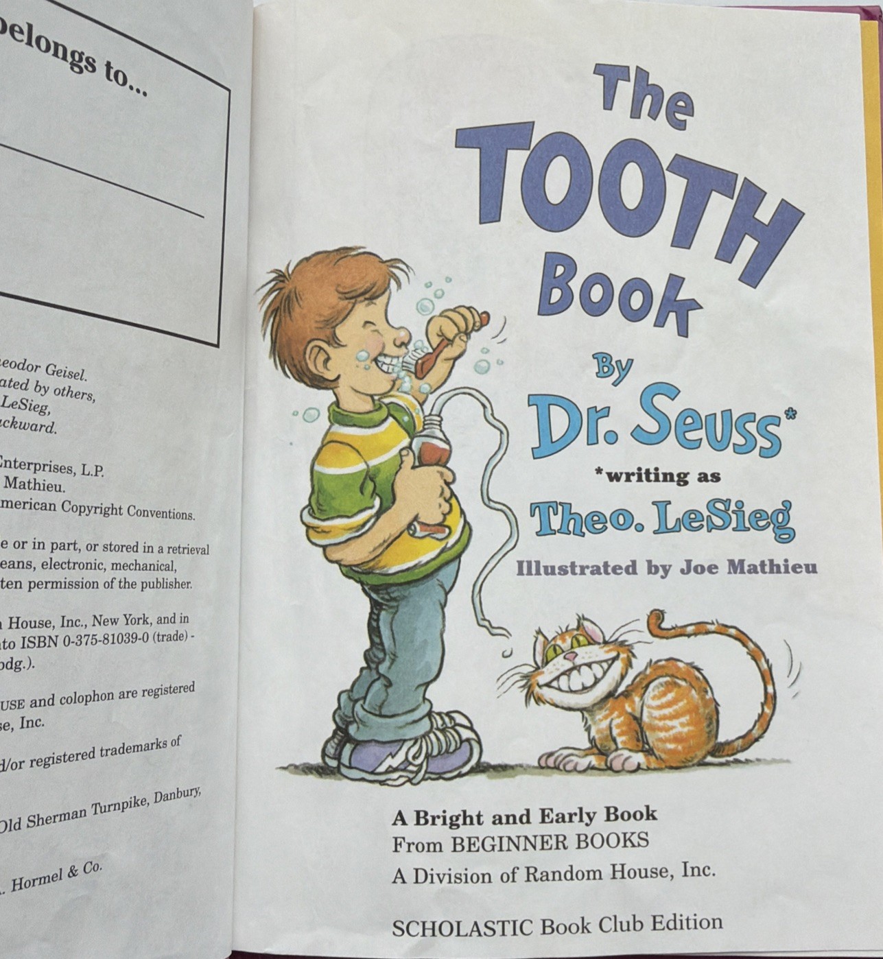 Dr Suess Theo LeSieg Book Lot: The Eye Book & The Tooth Book Bright & Early
