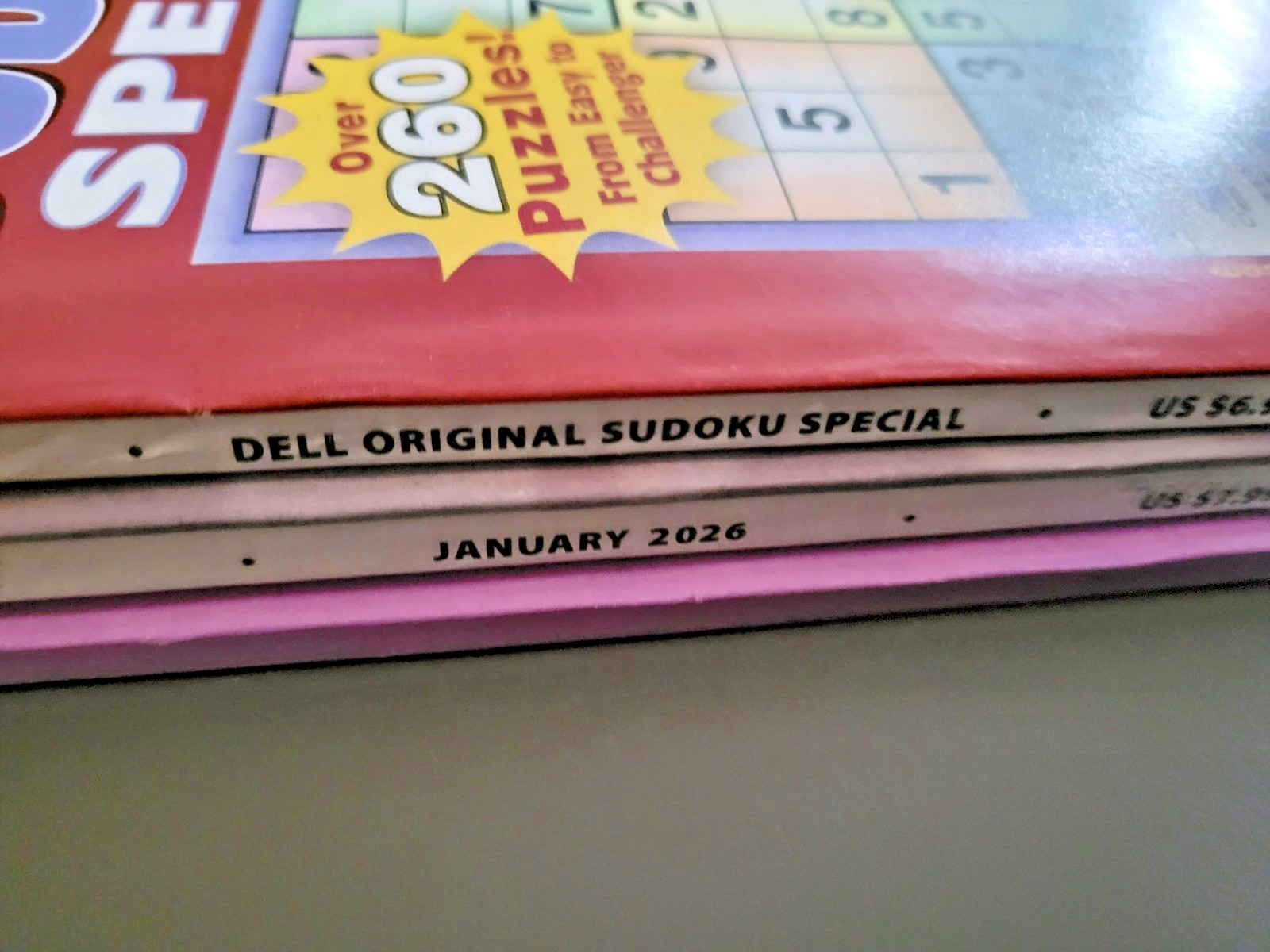 Lot of 3 SUDOKU Puzzle Books by Dell -Top Choice-Totally-Original – 450+ Puzzles