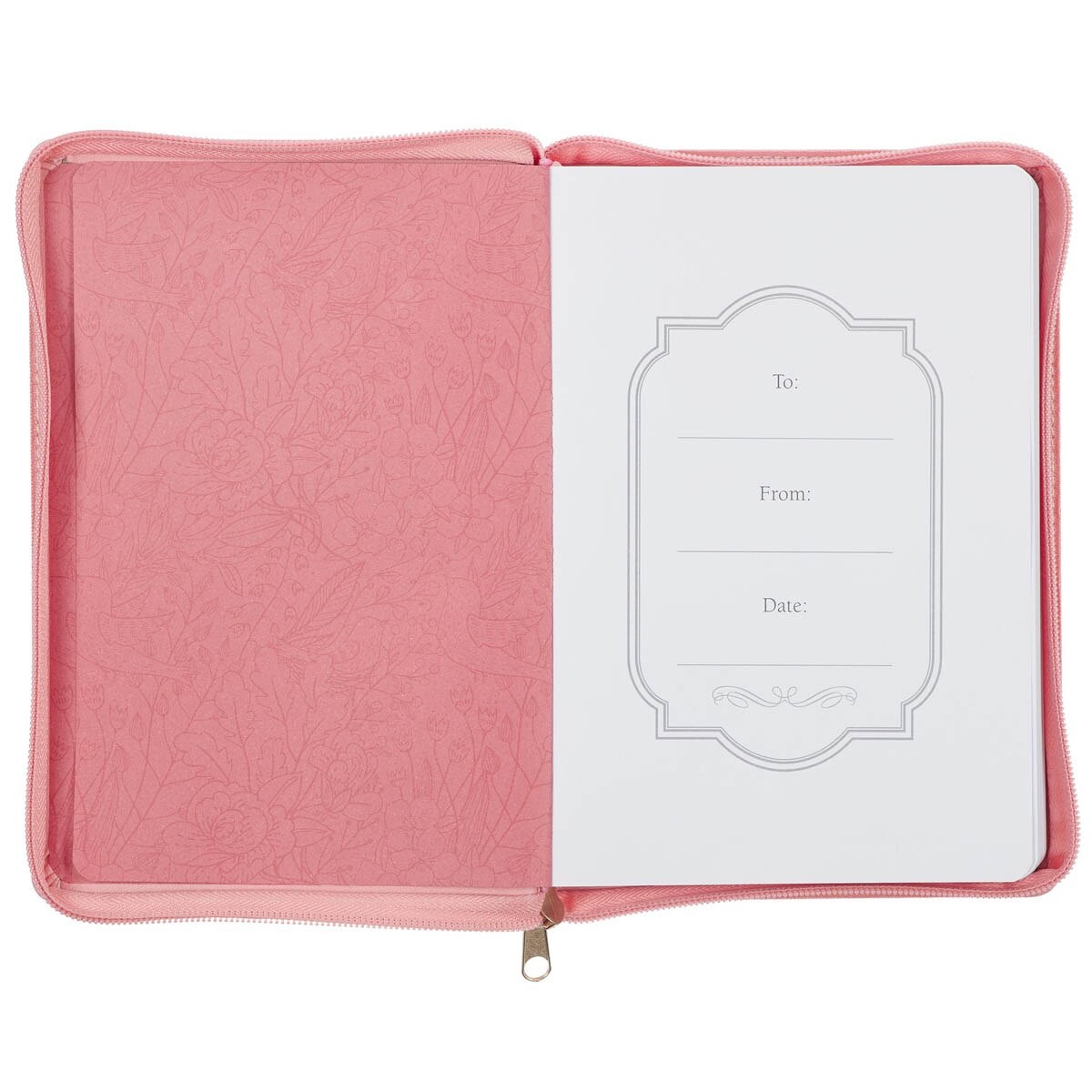 Pink Vegan Leather Zipped Journal, Inspirational Notebook Trust in the Lord